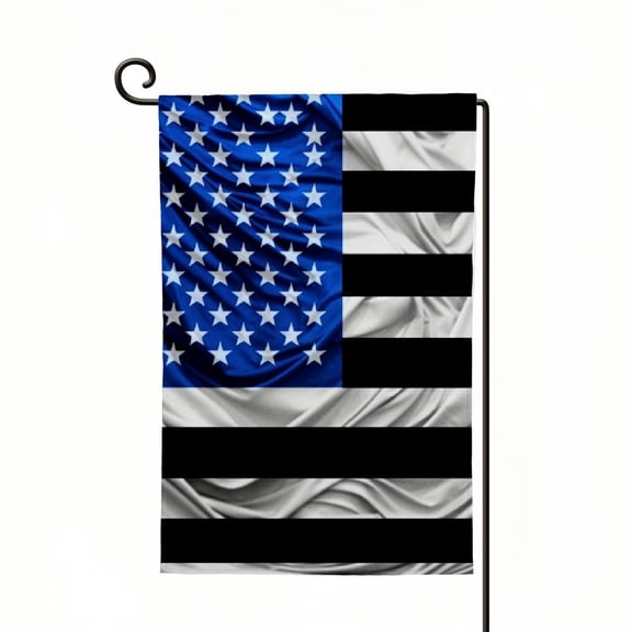 PHYHOO Thin Blue Line American Police USA Decorative Garden Flag Double-Sided Printing National Flag - Weather Resistant Outdoor Decor for House, Lawn, Yard - Suits Standard Stands White