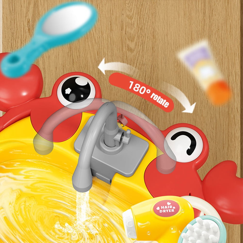 CSCHome Kids Toys Electric Cycle out of the Water Fishing Table Can Wash Dishes Wash Dishes Wash Washing House Toys(Crab fishing platform)