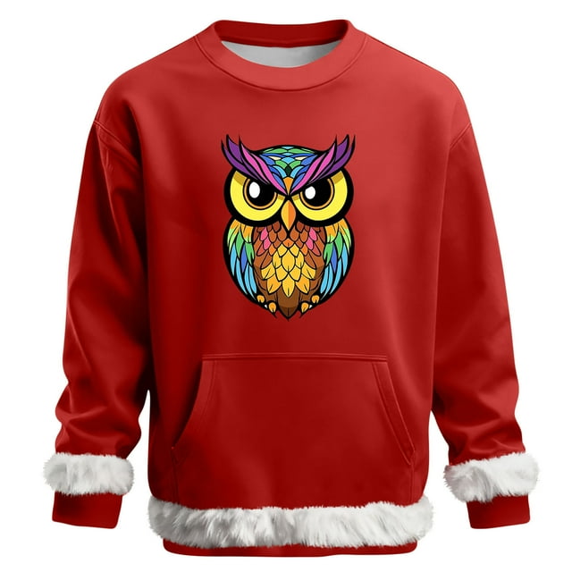 Ceisia Men's Mardi Gras Venice Mask Fuzzy-Trim Sweatshirt | Winter Festive Casual Pullover Gift