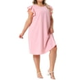 thumbnail image 4 of Agnes Orinda Women's Plus Size Valentine Summer Dresses Flutter Sleeve Crew Neck Beach Casual Midi Sundress 1X Pink, 4 of 6