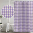 thumbnail image 5 of Small Stall Shower Curtain 48x72 Inch Narrow Half Size Buffalo Plaid Bath Curtains Bathroom Decor, Farmhouse Purple Checkered Vintage Grid Waterproof Fabric Shower Curtain Set with Hooks 48 Inch, 5 of 7