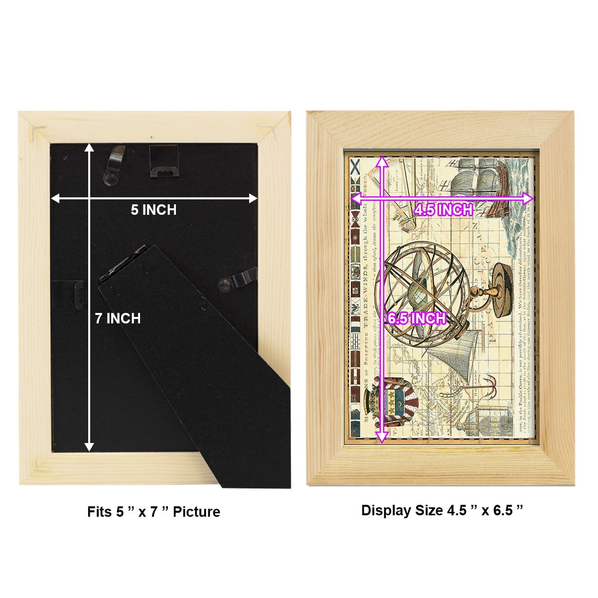 Nautical Map I -Framed Print w/glass-Natural Wood