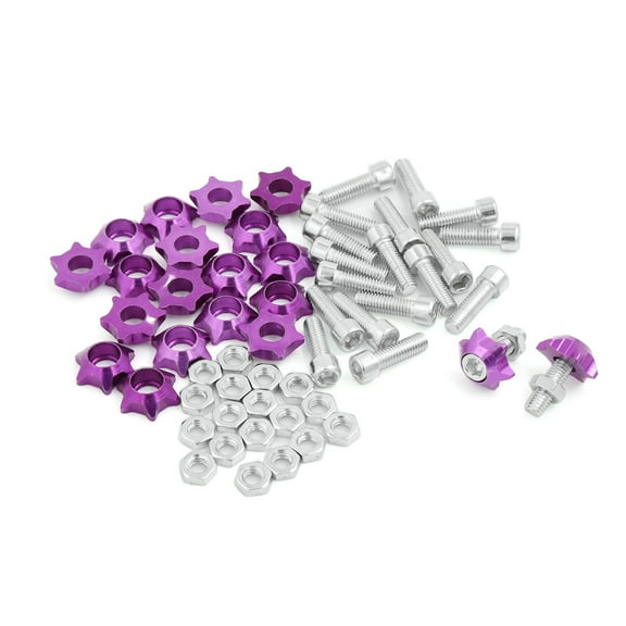 Unique Bargains 20 Pcs Purple Star Shape Car License Plate Frame Screw Decoration 25mm Long