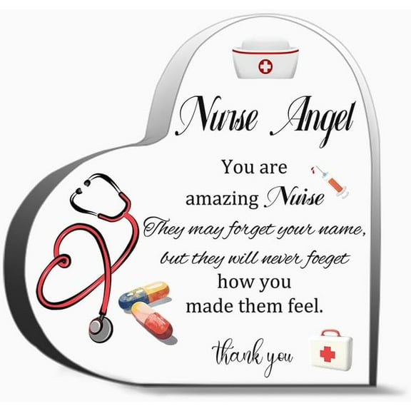 Nurse Angel Acrylic Sign Thank You Gifts For Nurse Retirement Gifts For Nurse Nurse Gifts Appreciati Unique Acrylic Heart Shaped Plaque Desk Decorations Present Gifts