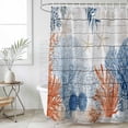 thumbnail image 2 of Small Stall Shower Curtain 36x72 Inch Narrow Half Size Orange Navy Blue Coral Bath Curtains Bathroom Decor, Summer Beach Coastal Ocean Wooden Waterproof Fabric Shower Curtain Set with Hooks 36 Inch, 2 of 7