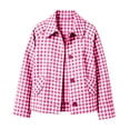 thumbnail image 7 of BXJX Womens Plaid Shackets, Lightweight Button Down Long Sleeve Lapel Collar Shacket Jackets with Pockets Pink Size 2XL, 7 of 7
