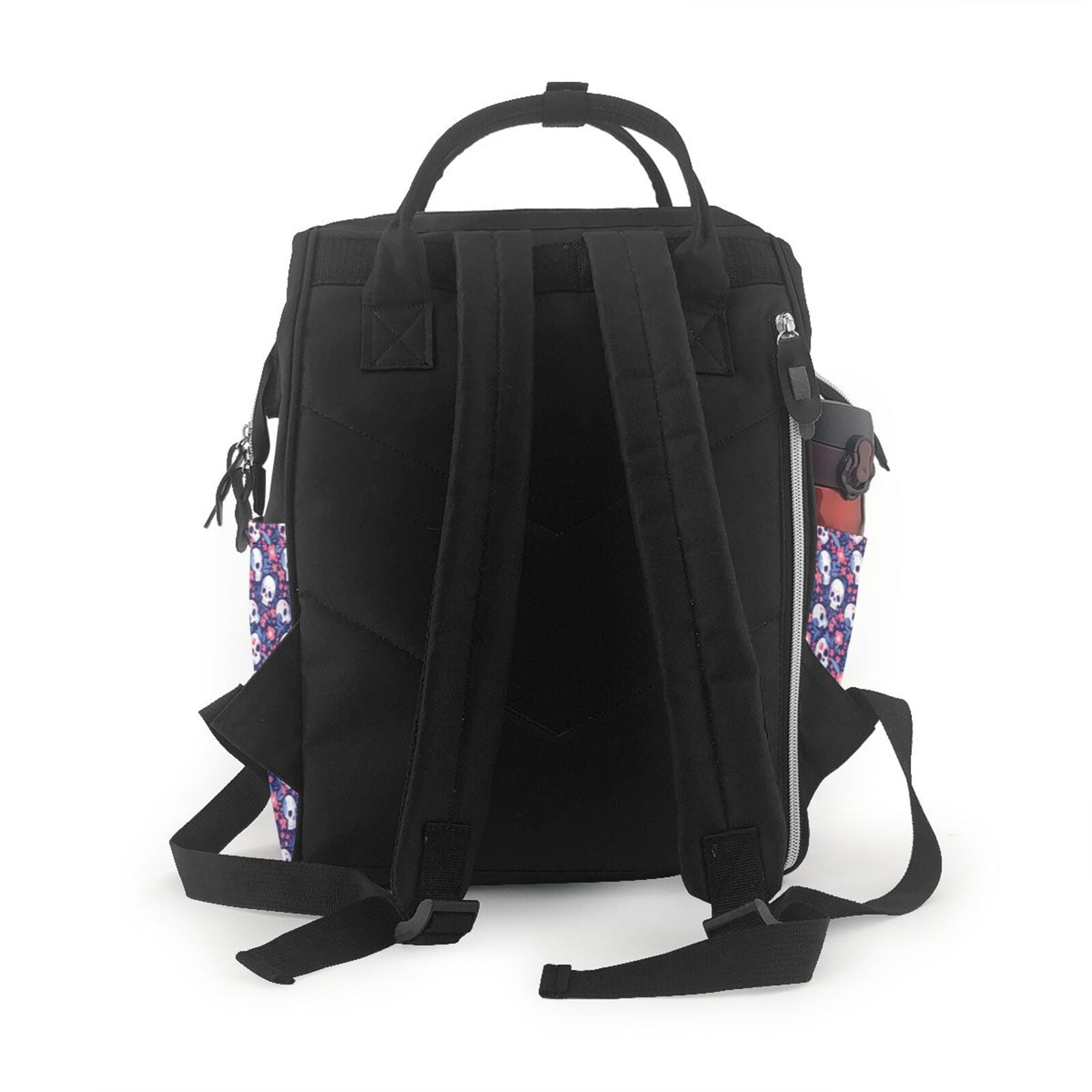 Xecao Skull cartoon flower print Large Capacity Nappy Bag is a multi-functional waterproof travel backpack, perfect as a nursing bag or mummy backpack for women