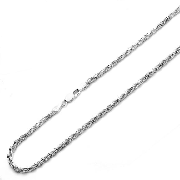 Men's Sterling Silver 3.5mm Italian Rope Chain Necklace (16"~30" Inch)