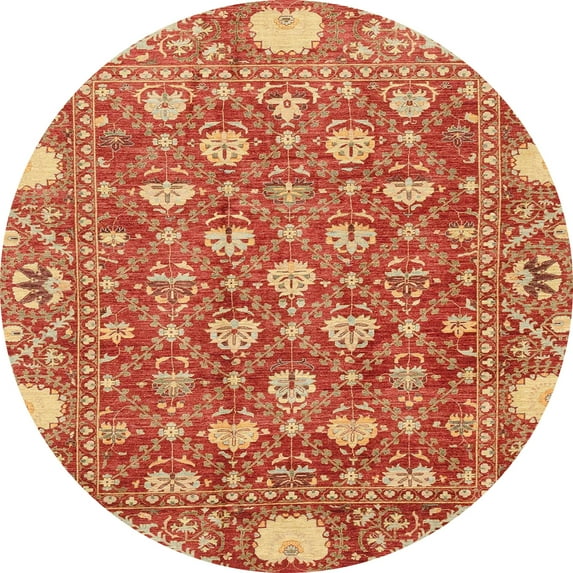 Ahgly Company Indoor Round Abstract Brown Sand Brown Abstract Area Rugs, 8' Round