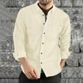 thumbnail image 2 of Mens Casual Button Down Shirts Long Sleeve Chambray Shirts Mens Autumn Winter Corduroy Shirts Casual Long Sleeves Solid Color Buttoned Lightweight Shirts Wrinkle Free Shirt, 2 of 5