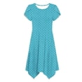 thumbnail image 6 of ClodeEU Womens Ruffle Short Sleeve Asymmetrical Hem Dress,Flowy Beach Sundress with Pockets B-Blue,Womens Plus M, 6 of 6