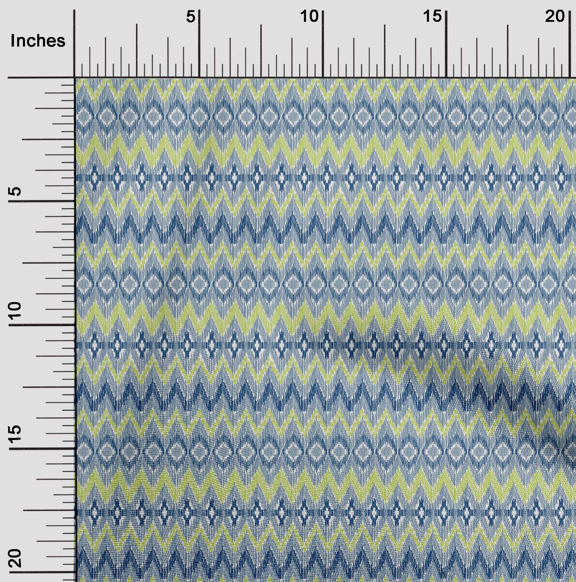 oneOone Cotton Poplin Fabric Chevron Ikat Print Fabric By The Yard 56 Inch Wide