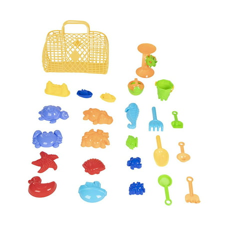 Sand Toys - 25-Pack Beach Toys for Kids, Toddlers Sandbox Play Set Includes Shovels, Rakes, Mold Models, Bucket, Sand Wheel, Basket, Best Gift for Children, Christmas Stocking Stuffer, Secret