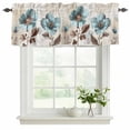 thumbnail image 2 of 2 Panels Spring Floral Vintage Valance for Windows, Retro Teal Tulips Botanical Summer Light Filtering Kitchen Curtains, Rod Pocket Window Treatment Curtain Valances for Living Room Bedroom, 42"x18", 2 of 9