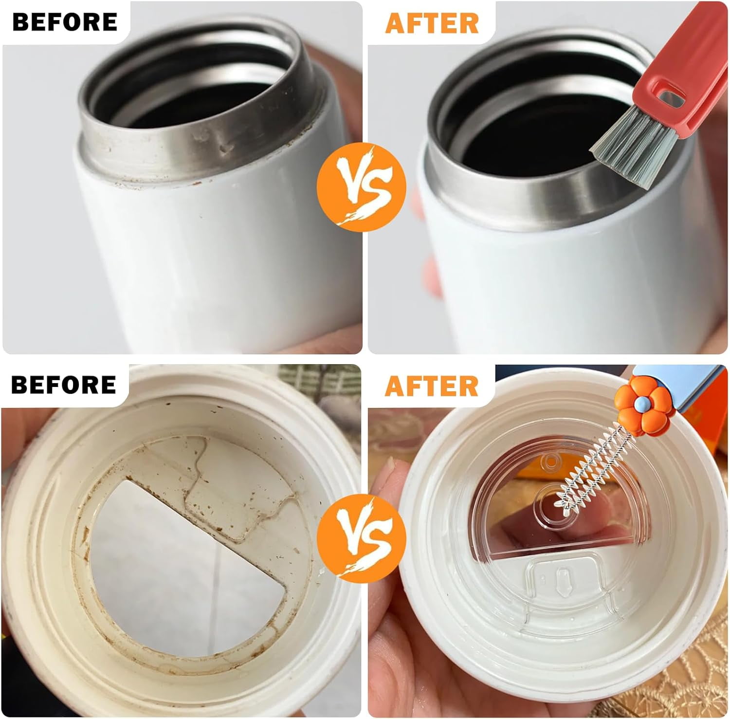 3 in 1 Cup Lid Cleaning Brush Set, 3 Pieces Multifunctional Bottle Cleaning Brush, Bottle Cleaner Brush for Coffee Cups Lid Gap, Portable Cup Lid Cleaning Tools Cleaner Brush