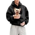 thumbnail image 6 of laqbezok Fleece Pet Hoodie Carrier, Women's Sweatshirt With Cat Dog Pouch, Cozy Hoodie With Pet Pouch & Large Pocket for Puppy Kitten Dogs Holder, Black L, 6 of 9