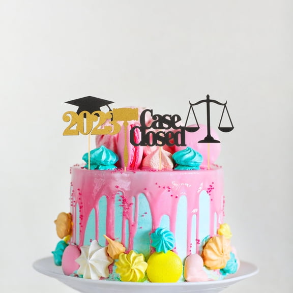 DEEPCRAFF 24-Piece Graduation Party Cake Decorations, Multicolor Glitter Cupcake Picks for Law School Graduation