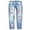 Sky Blue-7552-804, variant on Tummy Control Jeans for Women's Ripped Boyfriend Jeans Distressed Stretch Floral Patches Womens Straight Leg Jeans Size L