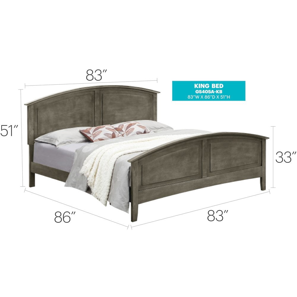 Glory Furniture Hammond King Panel Bed in Gray