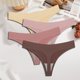 thumbnail image 3 of FINETOO-ropa interior de satén de seda sin costuras para mujer, tangas de cintura baja, Bikini Sexy de Color sólido, lencería íntima elástica, 4 piezas, 3 of 5