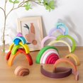 thumbnail image 1 of New Kids Montessori Arch Bridge Rainbow Building Blocks Wooden Toys Baby Early Education Color Cognitive Blocks ToyMocha BrownRussian Federation He Qiyong unisex, 1 of 1