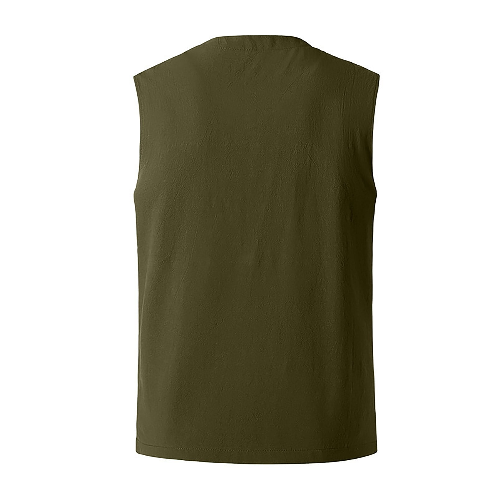 PBNBP Linen Shirts for Men 2023,Men Tank Top Cotton Linen Beach