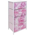 thumbnail image 1 of ZXNYH Fabric Dresser for Kids Bedroom - Chest of 5 Drawers, Tall Storage Tower, Clothing Organizer, for Closet, for Playroom, for Nursery, Steel Frame, Fabric Bins - Wood Handle (Pink), 1 of 6