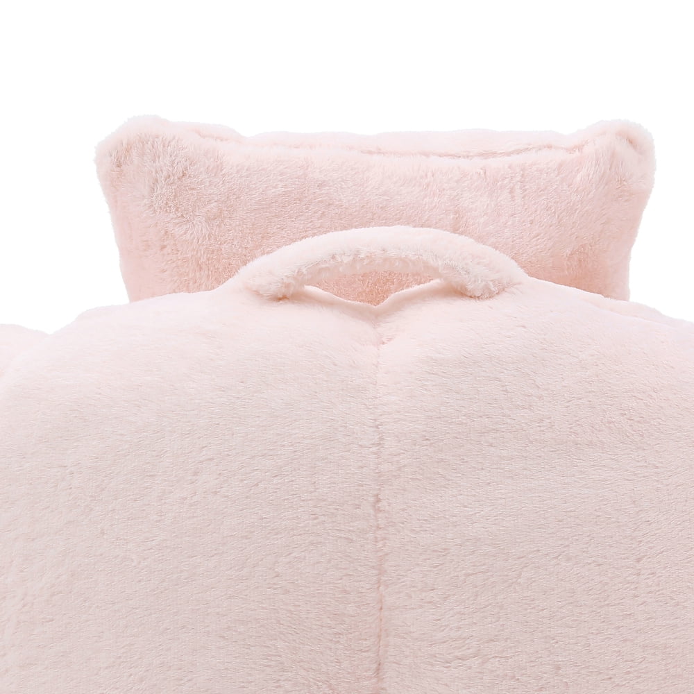 Giant Oversized Bean Bag Chair with Footstool - Faux Fur Shell-Shaped, Pre-Filled for Adults & Kids, Floor Sofa for Gaming, Reading, Living Room & Bedroom