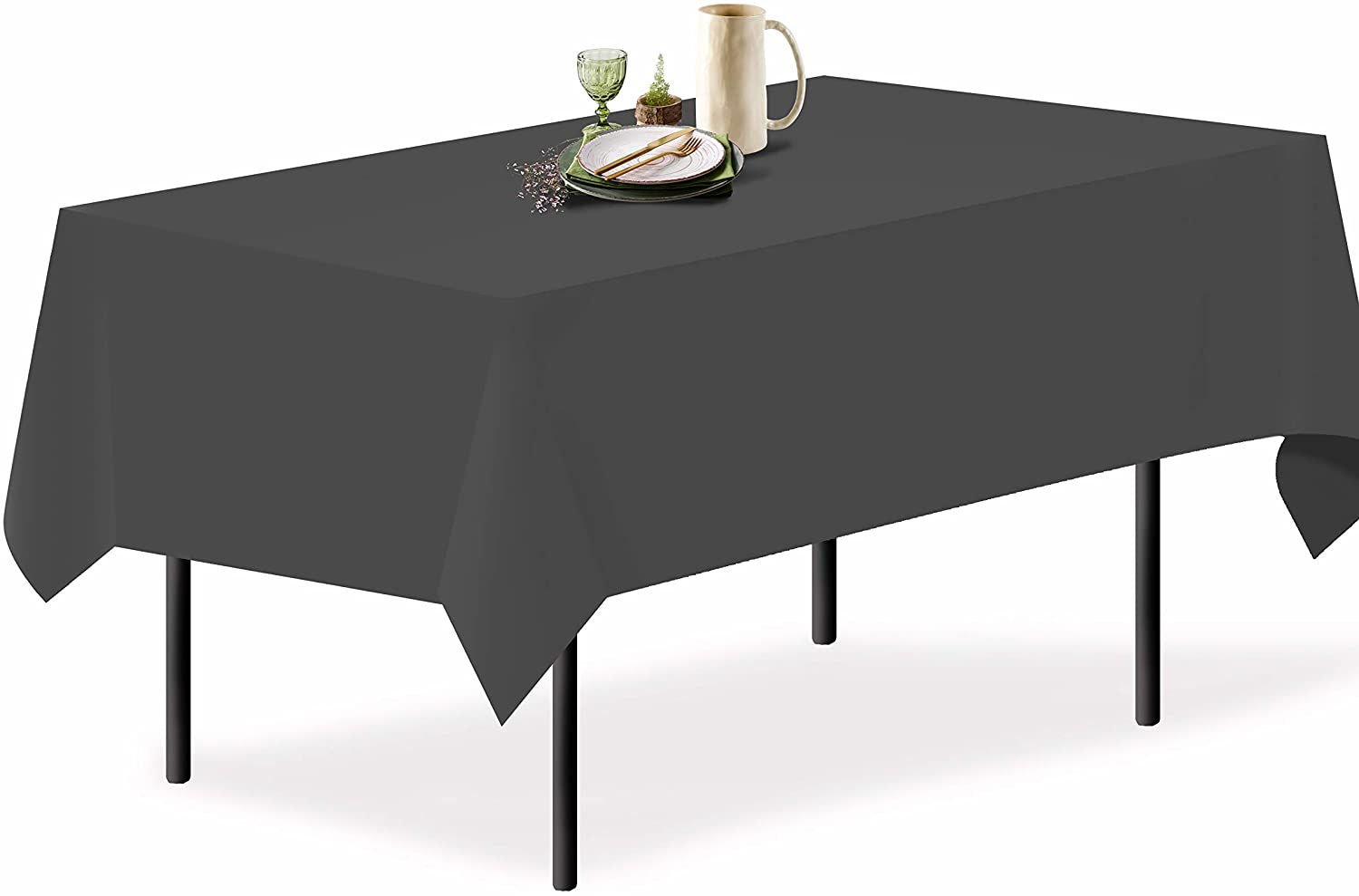 Polyester Rectangle Tablecloth 3 Pack 60" x 120" Inch Dark Grey
