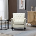 thumbnail image 2 of Modern Accent Chair, Velvet Upholstered Single Sofa with Tufted Wingback and Wooden Legs, Upholstered Lounge Armchair with Nailhead Trim, Reading Chair for Living Room Bedroom Office, Beige, 2 of 7