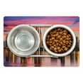 thumbnail image 1 of San Diego Pet Mat for Food and Water, California USA Downtown Skyline at Sunset Twilight Modern Apartment Buildings, Non-Slip Rubber Mat for Dogs and Cats, 18" X 12", by Ambesonne, 1 of 1