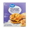 Great Value Croissant Sandwiches Sausage Egg and Cheese, 4.4 oz, 4 Count (Frozen)