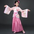 thumbnail image 2 of JAJAHO Girls Hanfu Dresses Floral Flared Long Sleeve Tie Waist Maxi Dress For Kids 2-16 Years Dress Up Performance Wear Comfortable Dresses, 2 of 3