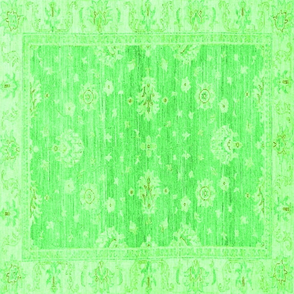 Ahgly Company Indoor Square Oriental Green Modern Area Rugs, 3' Square
