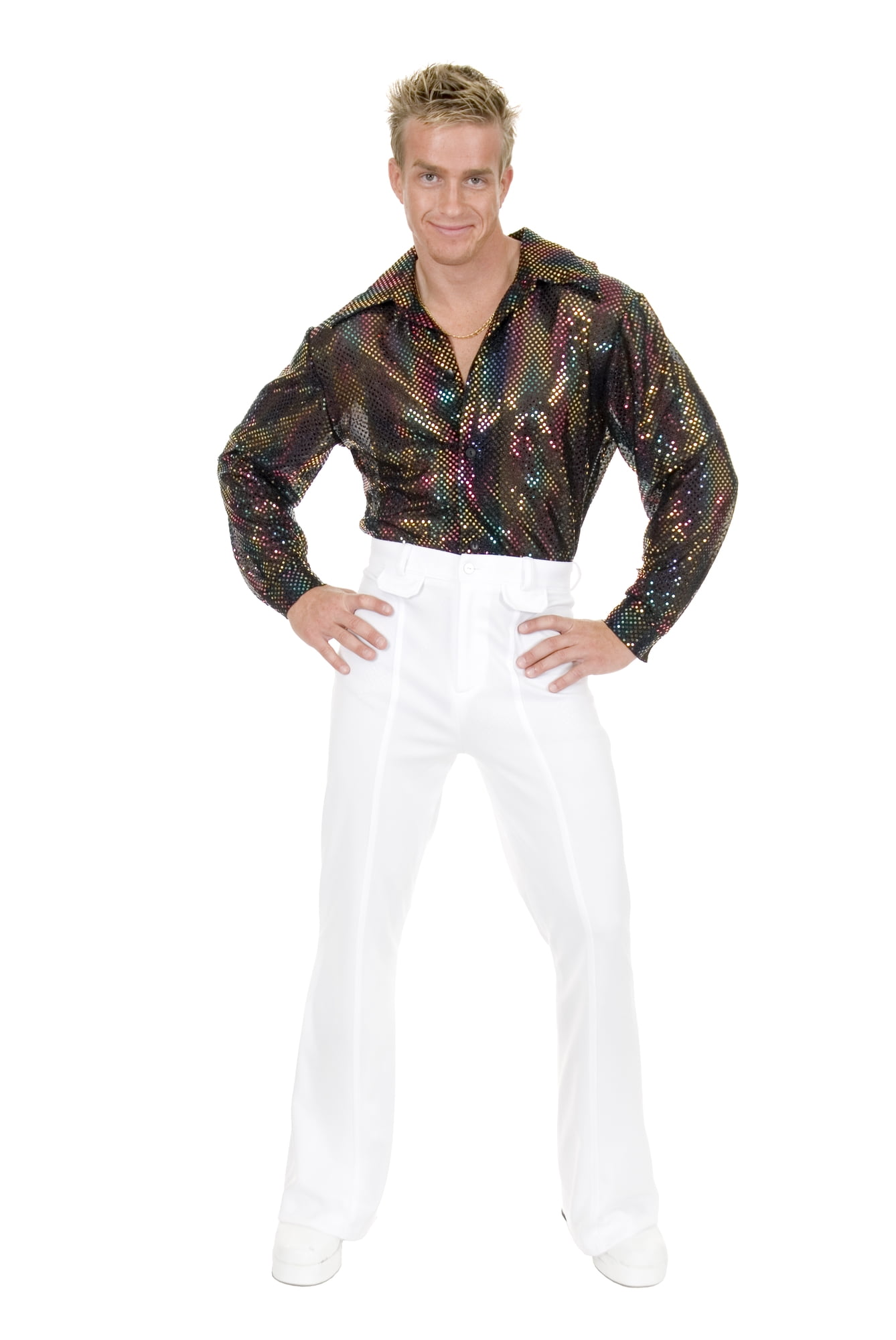 Mens Sequin Disco Shirt Halloween Costume - Walmart.com
