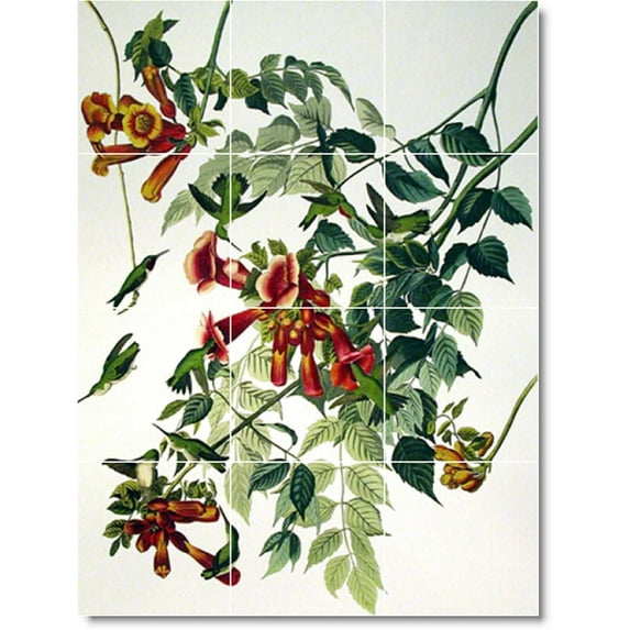 Ceramic Tile Mural-John Audubon Birds Painting 39. 18" w x 24" h using (12) 6 x 6 ceramic tiles