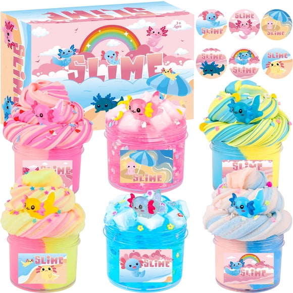 Slime Kit WUJYLY Axolotl Cloud Butter transparente con dijes, 360 ml