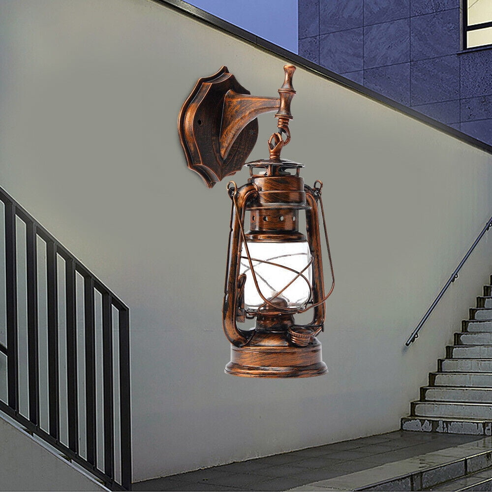 Wall Light Vintage Lantern Sconce Porch Hanging Lamp Fixture Outdoor Bronze 165-265V 5W 18*18*38cm for Hallways, Cafes, Entrances