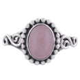 thumbnail image 2 of Natural Rose Quartz 6x8mm Cabochon Oval Shape Gemstone Surrounded by Alluring Coiling,Twisted Wire & Rawa Work Handmade 925 Sterling Solid Silver Ring For Women, 2 of 2