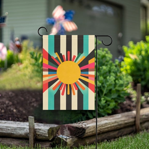 Yayeee Garden Flag 12" x 18" Double Sided Outdoor Yard Lawn Holiday Decorations, Geometric Sun