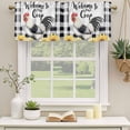 thumbnail image 2 of Vintage Rooster Curtain Valances for Windows, Kitchen Valance Window Treatments Panel 2 Pack, Black White Plaid Pastoral Sunflower Rod Pocket Short Curtains for Bathroom Bedroom 42 x 18 Inch, 2 of 8