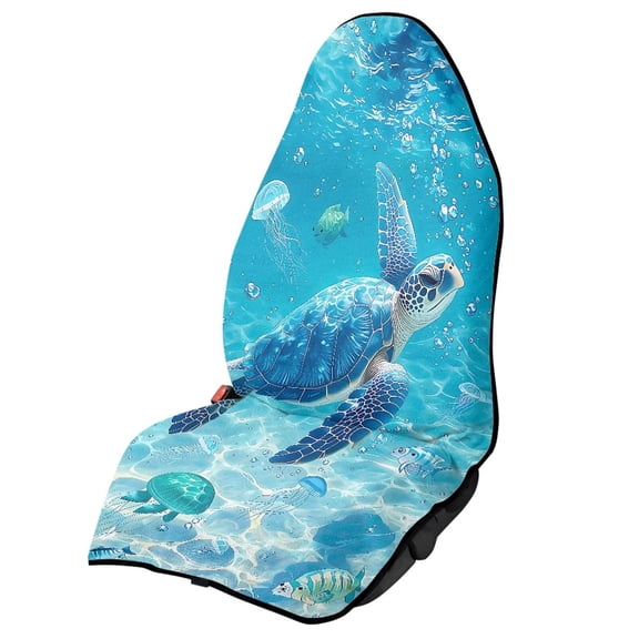 Bulopur Sea Turtle Car Seat Towel Waterproof Front Seat Cover Universal Washable Sweat Carseat Protector for Beach Summer Outdoor Tropical Auto Interior Decor Fit SUV Sedan Truck