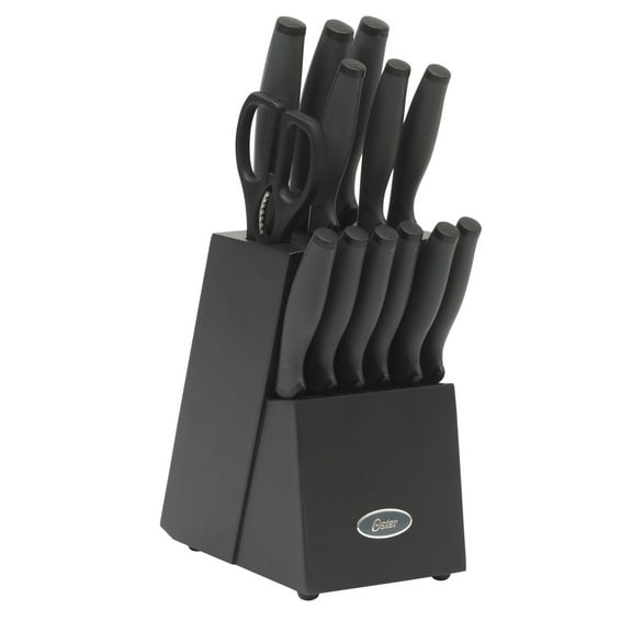 Oster Slicecraft 14 Piece High Carbon Stainless Steel Knife Block Cutlery Set - Black