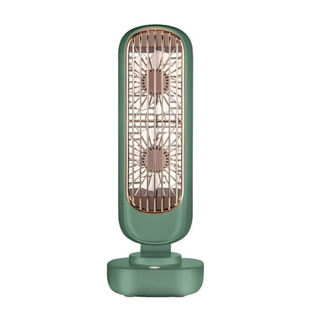 HIBIBUD Retro Double-leaf Tower Fan Office Desktop Fan Vertical Portable Charging USB Small Fan Pink