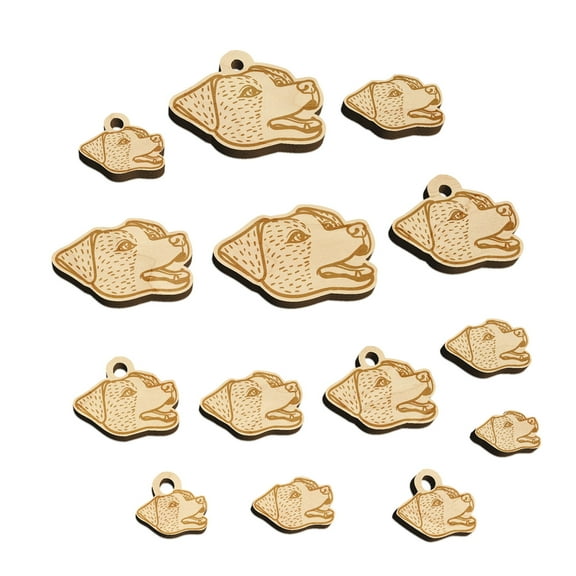 Jack Russell Terrier Dog Head Wood Mini Charms Shapes DIY Craft Jewelry - With Hole - Various Sizes (16pcs)