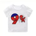 thumbnail image 3 of Camiseta de algodón de manga corta para niños, nueva camiseta de SpiderMan para cumpleaños de niñas de 2, 3, 4, 5, 6, 7 y 8 años, camiseta para bebé de SpiderMan, ropa para niños, 3 of 5