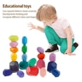 thumbnail image 3 of Wooden Balancing Building Blocks Colored Stones Stacking Game Rock Blocks Toy, 3 of 7