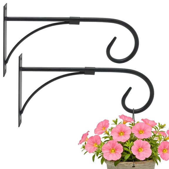 2 Pack 10.6 Inch Iron Plant Hanging Bracket Weather Resistant Wall Mount Hook With Screws For Outdoor Flower Pots Lanterns