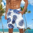 thumbnail image 2 of ZCFZJW Summer Tropical Palm Tree Print Swim Trunks for Men Lightweight Casual Quick Dry Drawstring Elastic Waist Beach Hawaiian Shorts Pants with Pockets Sky Blue XL, 2 of 5