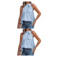thumbnail image 4 of Qarigey Blusa informal sin mangas con estampado, camisa holgada, cumpleaños, boda, aniversario, vacaciones, baile, Top, ropa de verano para viajes Type1 NO1 Qarigey CBP251005, 4 of 5